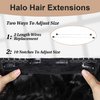 SilkStrands Invisible Wire Hair Extensions 20 Inch Secret Halo Hair Extensions with Adjustable 4 Clips Soft Transparent Lace Black Halo Hair Extensions Natural Long Wavy Hair Extensions for Women