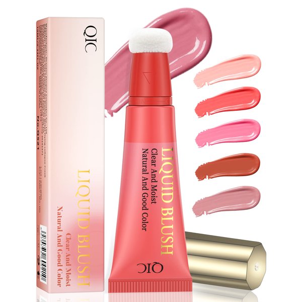 POPMISOLER Liquid Blush for Cheeks, Natural Matte Blush Wand with Cushion Applicator Long-wearing Soft Cream Blush Stick for Cheeks and Lips Blendable Stick Blush Makeup Liquid Cheek Blush, Dark Rose