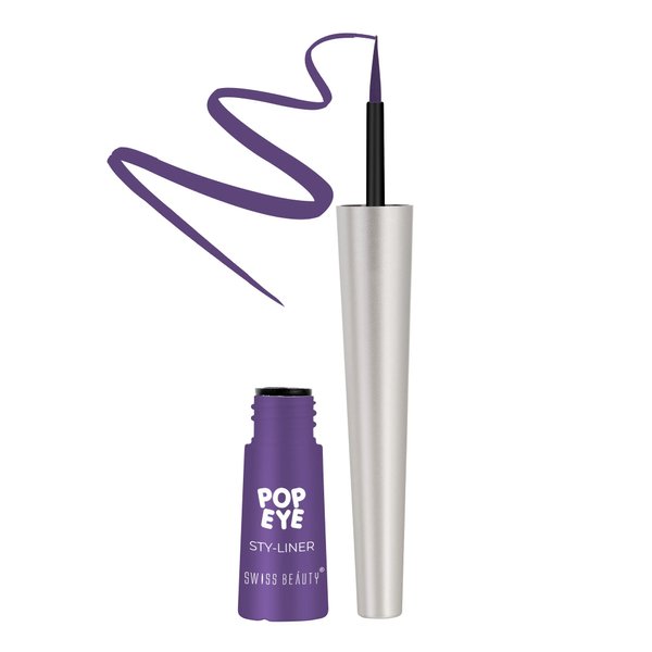 Swiss Beauty Pop Eyeliner | Waterproof and Long lasting Liquid Eyeliner | Smudge Proof Eye Makeup |Quick Drying |Shade - Plum Purple , 3 ml |