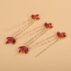 Teyglen 5pcs Crystal Wedding Hair Pins Red Rhinestone Bridal Hair Pins Clips Simple Crystal Hair Piece Hair Jewelry Accessories for Women (Red)