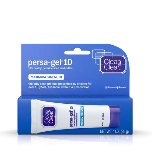 Clean & Clear Persa-Gel 10 Acne Medication Spot Treatment with Maximum Strength 10% Benzoyl Peroxide, Pimple Cream & Acne Gel Medicine for Face Acne with Benzoyl Peroxide Medication, 1 oz