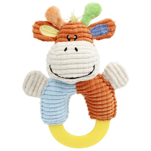 Pet Life ® 'Ring-O-Round' Plush Squeaking and Rubber Teething Newborn Puppy Dog Toy
