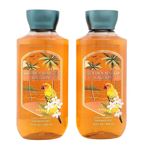 Bath & Body Works Shower Gel Gift Set 10oz Each Pack of 2 (Golden Mango Lagoon)