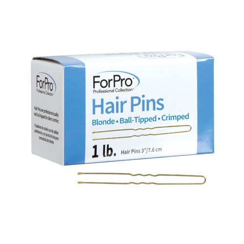 ForPro Professional Collection Hair Pins (320-Count Approx), Blonde, 3" L, Ball-Tipped, Crimped, Non-Damaging, 1 Lb.