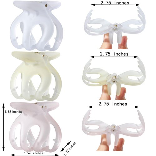 Kitiin Small Claw Clips Women High Ponytail holder Girls Cute Bun Hair Clips for Thin Hair Partial Hair Jaw Clips 3 Counts in Set Hair Styling Accessories (Light Colors)