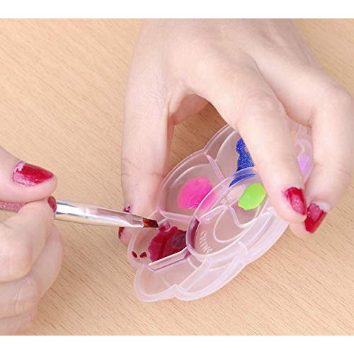 LASSUM 6 Pcs Nail Art Plastic Dappen Dish, Nail Art Polish Color Mixing Palettes Manicure Tool