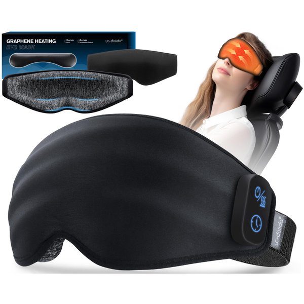 Heated Eye Mask Cordless for Dry Eyes, 3D Sleep Mask No Pressure, Warm Eye Compress with Temperature, Timer Control, Cooling Gel Strip for Sleeping, Stye Eye, Relax, Meditation, Travel Women Men