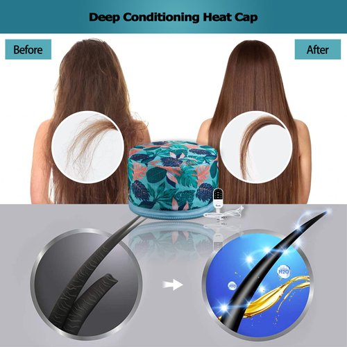 VICARKO Hair Steamer Thermal Heat Cap Deep Conditioning Natural Black Hair Scalp Treatment Spa Hot Head Care Electric for Home Use, 10 Temperature Settings, 118” Power Cord, Hawaii Blue