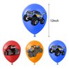 Heidaman 104Pcs Monster Truck Decorations，Monster Truck Birthday Party Supplies，Monster Truck Party decorations，Include Balloons,Backdrop,Banner, Cake Toppers，Tableware, Tablecloth