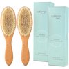 Natemia Soft Bristle Baby Hair Brush Set - 2 Pack Wooden Brushes for Newborns, Toddlers, and Baby Registry Gift
