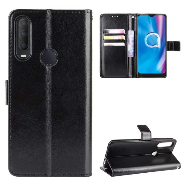 QiongNi Case for Alcatel 1SE 2020 Case Cover,Case for Alcatel 1 SP 2020 Case Cover,Flip Leather Wallet Cover Case for Alcatel 1SE 2020 5030D 5030F 5030U / 1SP 5030E Case Black