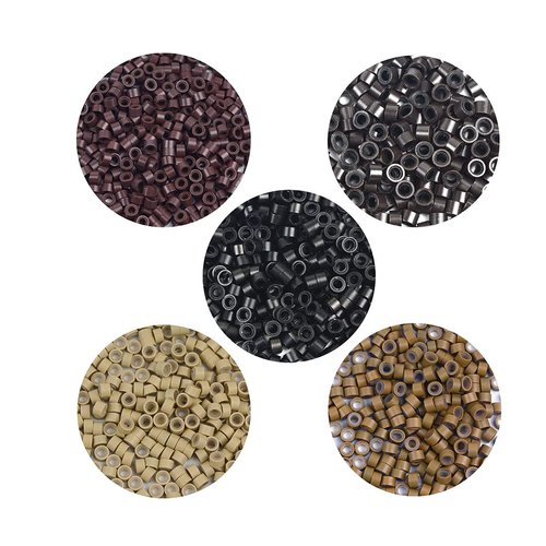 500 Pcs Silicone Lined Micro Rings Links Beads 5mm Lined Beads for Hair Extensions Tool (Dark Blonde)