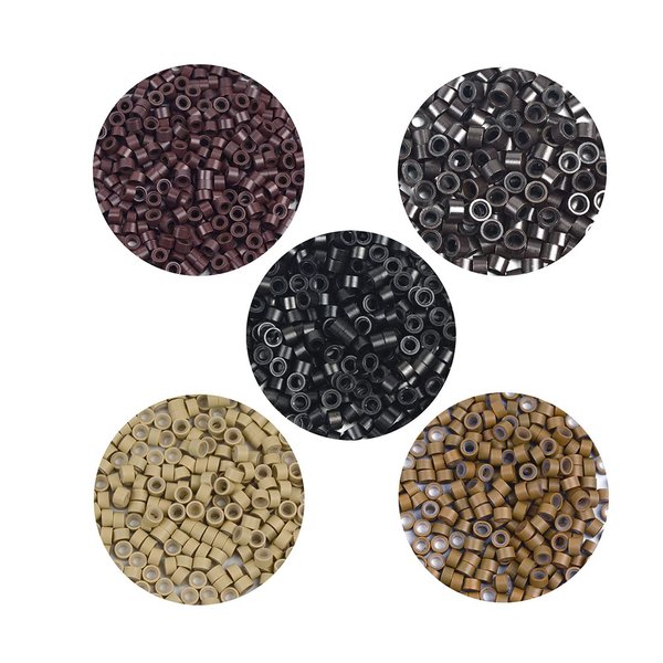 500 Pcs Silicone Lined Micro Rings Links Beads 5mm Lined Beads for Hair Extensions Tool (Dark Blonde)