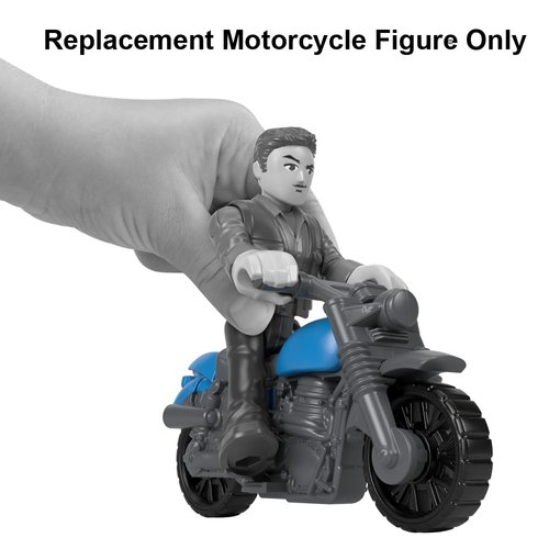Imaginext Replacement Part for Fisher-Price Jurassic World Dinosaur Playset - HMJ79 ~ Replacement Gray and Blue Motorcycle ~ Wheels Move