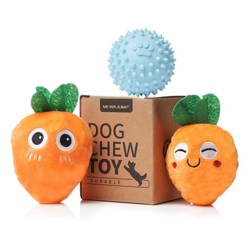 MewaJump Squeaky Dog Toys with Ball, 3-in-1 Plush Cute Dog Toy, Dog Chew Toy with 3 Layers, Dogs Puzzle Pet Toy for Teeth Cleaning, Puppy Enrichment Toys for Small and Medium Breed