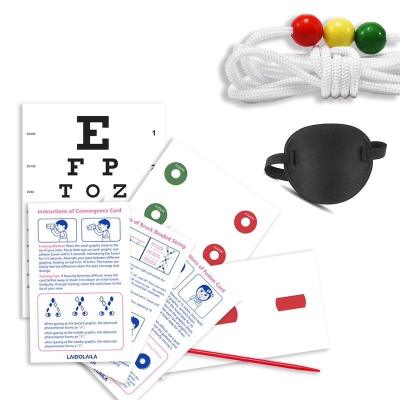 7.5 ft Vision Convergence Beads Training Kit – Snellen Eye Chart, Eye ...