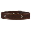 Genuine Leather Studded Dog Collar, Brown, 1" Wide. Fits 13"-17.5" Neck Size