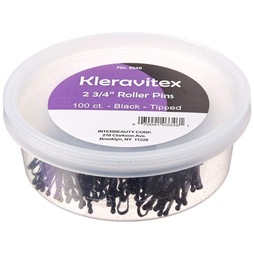 Kleravitex 2.75" BLACK Jumbo Bobby Hair Pins - Black Tipped Flat Style Pins for Women - Perfect For Rollers - Hair Pins for Styling - Suitable for ALL Hair Types, 100 pieces Tub Made in USA