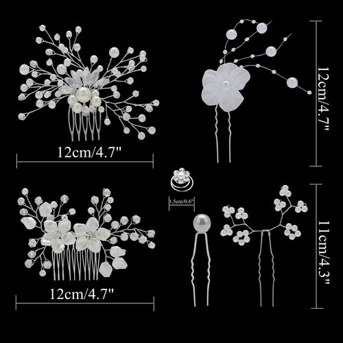 inSowni 40 Pack Bridal Wedding Hair Side Combs+U Shaped Hair Pins Clips Pieces Jewelry Rhinestone Pearl Flower Accessories for Women Brides Girls