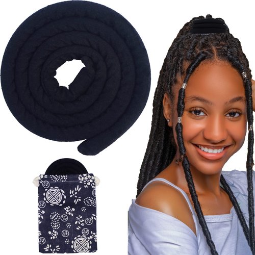 32''/82cm Spiral Lock Hair Tie For Long Thick Dreads Dreadlock Accessory Dreadlock Hair Ties for Women and Men Ponytail Holders Colorful Dread Hair Tie Thick Dreads Hair Holder (Dark)