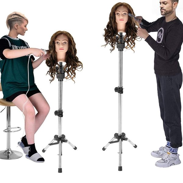 GOTOTOP Mannequin Head Tripod Stand,Wig Tripod Stand Mannequin Head Tripod Stand Adjustable Hairdressing Training Head Rack Hair Mannequin Head Holder for Salon