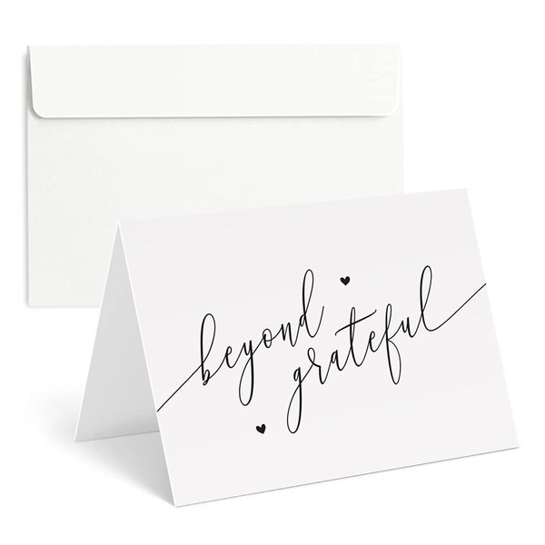 Thank You Cards with Envelopes - 25 Pre-Scored Thank You Note Cards for a Simple Yet Classy Way to Express Your Gratitude for Weddings, Gifts, Customers, Colleague and More Thank You Cards Bulk (Chic)
