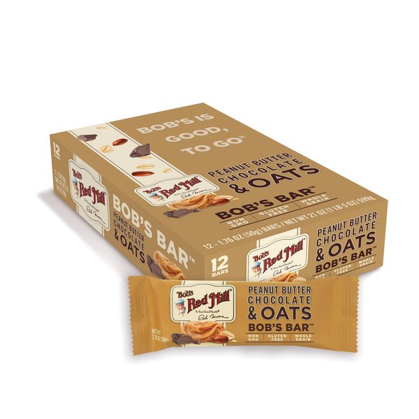 Bob's Red Mill Peanut Butter Chocolate & Oats Bob's Bar, 1.76 Ounce (Pack of 12)