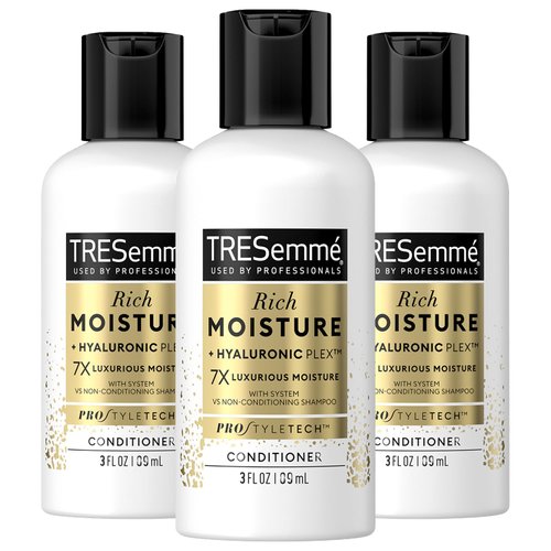 TRESemme Conditioner Moisture Rich - Ceramide + Hyaluronic Acid, Travel-Size Conditioner for Damaged Hair, Moisturizing Conditioner TREsemme, Hair Care Products for Women/Men, 3 Oz (Pack of 3)