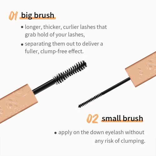 ANECOES Double Ended Mascara Black Waterproof Volumizing and Lengthening Mascara,Long And Curling,Fiber Mascara Eyelashes Makeup Tool 0.34 fl oz(Pack of 1)