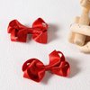 3" Glitter Red Grosgrain Ribbon Hair Bows Alligator Clip Barrettes Solid Satin Hairpins 4th July outfit Decor Accessories for Toddler baby Girls Kids Teens Valentines Xmas Gift in Pairs