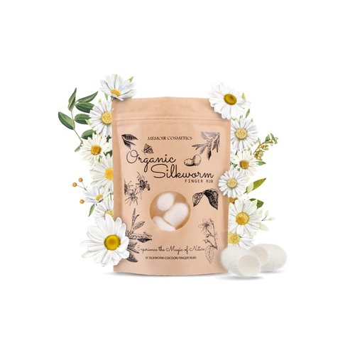 Memoir Organic Silkworm Finger Rub - Facial Cleanser, Blackhead & Acne Scar Removal, Anti-Aging, Wrinkle Removal Beauty Scrub. Use daily to achieve Healthy Glowing Skin