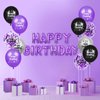 RUMIA Purple Birthday Balloons 24Pcs Purple Black Silver Happy Birthday Latex Balloons Confetti Balloons with Ribbons Set for Girls Women Men Birthday Anniversary Party Decorations Supplies 12 inches
