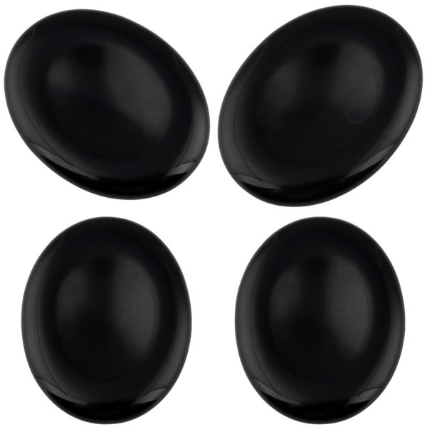 mookaitedecor Black Obsidian Thumb Worry Stone, Pocket Palm Stones Crystal Healing Reiki Stress Relief Pack of 4, Oval Shape