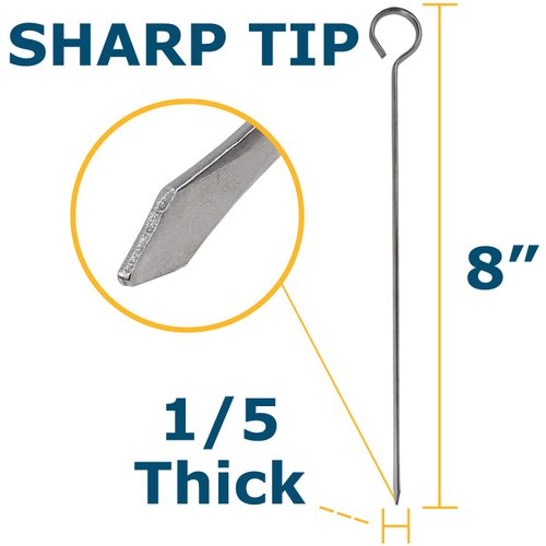 Blue Donuts 24 Pack Kabob Skewers for Grilling 8 Inch - BBQ Grill Grilling Accessories, Stainless Steel, Pack of 24