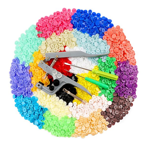 ilauke 400 Sets Snap Buttons with Snap Pliers T5 Plastic Snaps No-Sew Buttons Fastener Setter for Clothing Diapers Bibs Rain Coat Crafting
