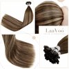 LaaVoo U Tip Hair Extensions Human Hair Brown Balayage Dark Brown Ombre Ash Blonde 16 inch 50g/50s Human Hair U Tip Extensions Fusion Keratin Tip Hair Extensions Human Hair Straight