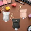 Pcmursal 3 Packs Small Hand Sanitizer Holder Mini Hand Sanitizer Holder Hand Sanitizer Portable Leather Sanitizer Holder Empty Bottles (Black, Pink, Grey)