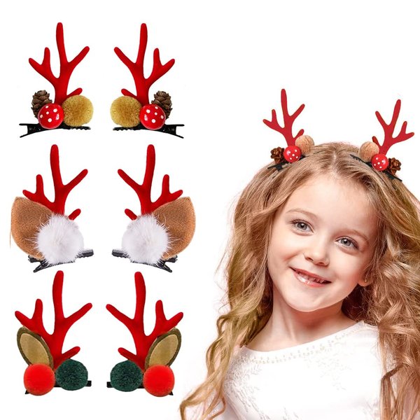 3 Pairs Christmas Hair Clip，Christmas Hair Accessories for Girls Cutie Festive Hair Clips Hairpins Hair Bow Classic Christmas Element for Christmas Party