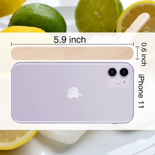 WISYOK 60 Pcs Wood Craft Sticks 5.9 Inch, Ice Cream Sticks, Wooden Jumbo Sticks, Popsicle Sticks, Ideal for Building Model, Kids Handicraft, and Creating Craft Projects