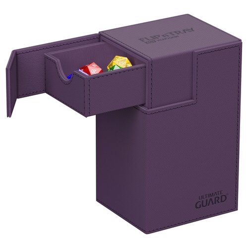 Ultimate Guard Flip 'n' Tray 80+, Deck Case for 80 Double-Sleeved TCG Cards +Dice Tray, Purple, Independent Magnetic Closure & Microfiber Inner Lining