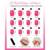 24 Pcs Short Square Press On Nails with Jelly Glue,Reusable Soft Gel Fake Nails Kit for Women and Girls with Feature Protective UV Coating DIY,Hot Pink Nails Press Ons