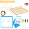 HEELWIRE Wooden Geoboard,Montessori Toy,Graphical Mathematical Education Toy for Kids with Pattern Cards and Rubber Bands to Figures and Shapes, Brain Teaser STEM Toy Geo Board.
