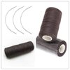 3 Rolls Cotton Sewing Thread Hair Weaving Thread Making Wig Hair Extension Hair Salon Weft Thread Black Brown Beige Thread with 3 Curved Needles (Dark Bown/3Pcs)