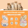Cat Food Bowls for Indoor Cats Ceramic Cat Bowls Whisker Friendly Cat Dishes for Food and Water 5.5 Inches Kitten Bowls Cute Cat Feeding Bowls Set 6 Cat Wet Food Bowl Set Shallow Cat Plate