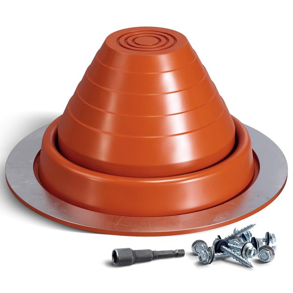 VIVIDA #3 Metal Roof Pipe Flashing Boot, Silicone Pipe Flashing Vent Boot, High Temp Flexible Roof Jack Pipe Boot for Pipe OD 1/4" to 5", Roofing Screws & Hex Socket Included, 1 Pack