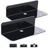 OAPRIRE Acrylic Floating Wall Shelves Set of 2, Damage-Free Expand Wall Space, Small Display Shelf for Smart Speaker/Action Figures with Cable Clips