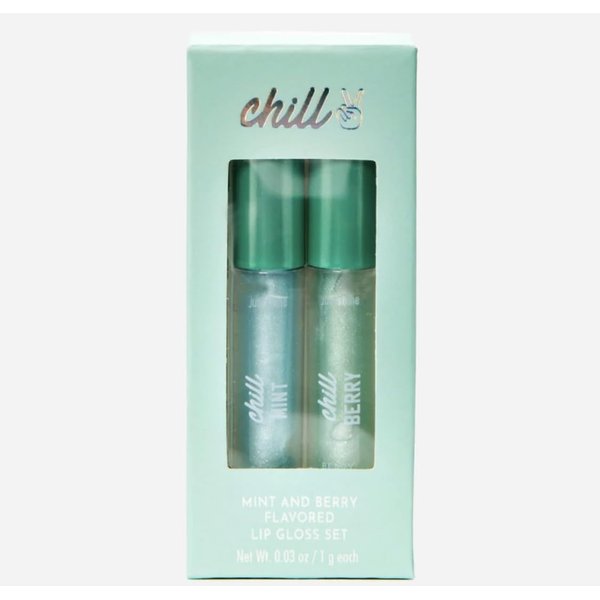 Generic Lip Gloss Duo Mini, Set of 2, Mint & Berry, Green/Blue