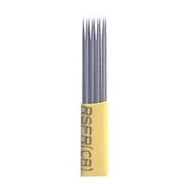 Microblading Double Shading 9 Pins Needle 100pcs 9M1 Microblading Shader Disposable Needle SPMU Permanent Makeup Manual Eyebrow Blade - QMYBROW