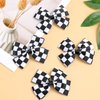 2PCS Black and White Checkered Bow Hair Clips, Racing Flag Checkered Hairpin 4 Inch Bow Hair Accessories for Racing Fan, Teens,Girls