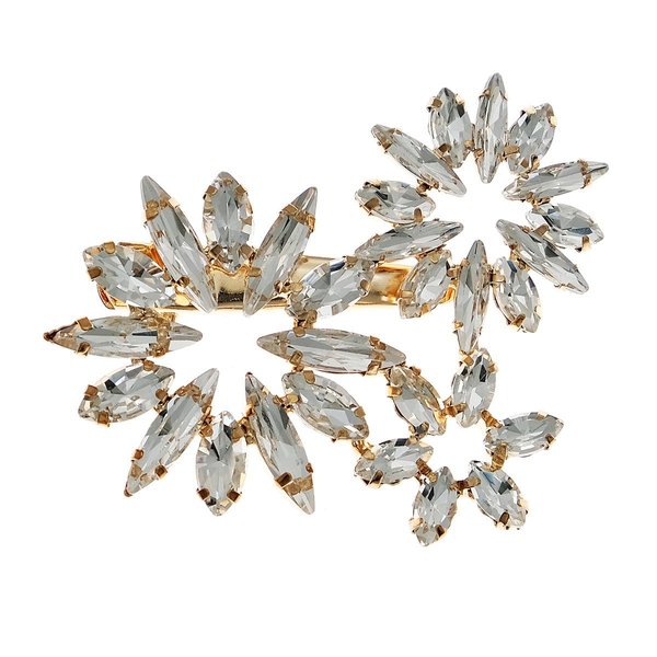 Austrian Crystal Hair Clips, White Sparkly Rhinestones Hairpins Barrettes, Elegant Gold Metal Hairgrip Hair Headwear Wedding Accessories for Women Girls